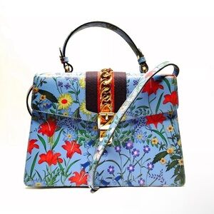Sylvie top handle large flora bag by Gucci
